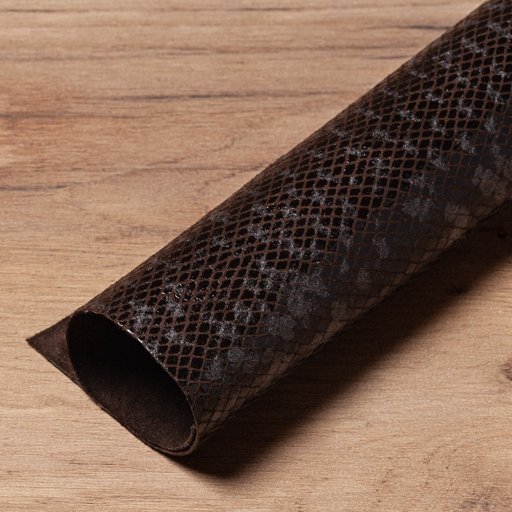 Brown Snake Print Leather