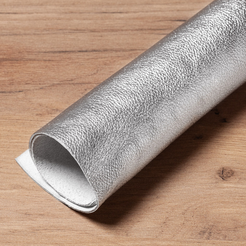 Silver Laminato Motorcycle Leather